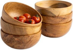 ชุดชามไม้อาคาเซียขนาดเล็ก6ชิ้นขนาดความจุ8ออนซ์สำหรับอุปกรณ์ทำชาร์เทอรีใช้สำหรับจุ่มเครื่องปรุงขนมถั่วไอศกรีมขนม - Product Image 2