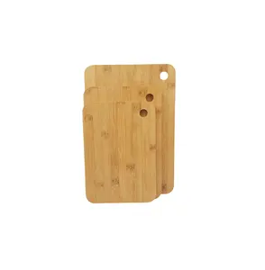 Wholesale Set of 2 thin bamboo wood cutting boards with oval hole in center for kitchenware tableware home hotel furniture