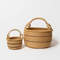 Beaux paniers en jonc de mer africains tissés à la main panier en herbe de mer pièce d'organisation en matériau naturel
