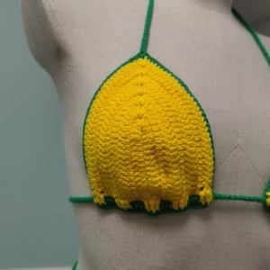 Maillot de bain bikini sexy personnalisable pour femme, sans bretelles, en coton, motif drapeau brésilien au crochet, bonnets ajustables, patchwork, taille XS, source directe - Product Image 4