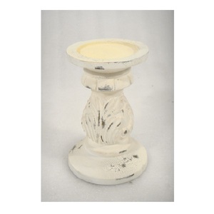 <b>Large</b> Size White Wash Rustic Finishing Wood Pillar <b>Candle</b> Holder for Table Top Decorative Home Living Room Party Use - Product Image 2