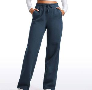 Pantalones Deportivos Extra Grandes de Alta Calidad para Mujer, Cintura Alta, Pierna Ancha, Estilo Urbano Informal, Gris, Felpa - Product Image 6