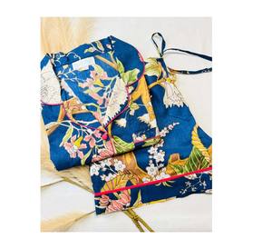 Pyjama femme, ensemble pyjama en coton, ensemble pyjama long, pyjama bleu pour elle, vêtements de nuit pour femmes, ensemble pyjama pour elle, pyjama en coton - Product Image 2