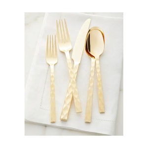 Modern Vintage Royal Cutlery Set Dinnerware Stainless Steel with <b>Rectangular</b> Amazing Handle <b>Gold</b> Polished Cutlery Set - Product Image 1
