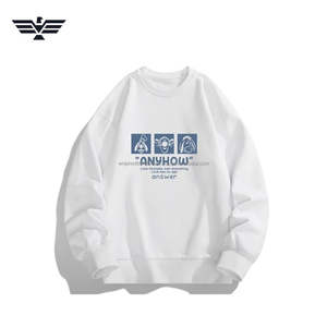 Custom Color 100% Cotton Breathable <b>Men</b> <b>Crewneck</b> <b>Sweatshirt</b> – “ANYHOW” Graphic Print Casual Pullover - Product Image 6