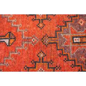 Tapis turc en laine Herki 2,9x10,6 pi (88x324 cm) écologique avec patchwork et support en latex, orange ombré, tapis traditionnel vintage - Product Image 5