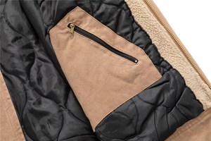 Custom Designed Unisex Winter Canvas <b>Mandarin</b> <b>Collar</b> Washed Thin <b>Jacket</b> with Padding for Workwear and Outdoor Activities - Product Image 6