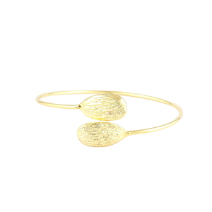 กำไลข้อมือทองอัลมอนด์สำหรับผู้หญิงสายบางปรับได้เปิดหน้า18K สร้อยข้อมือชุบทอง - Product Image 1