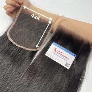 ¡Listo para enviar 100% extensiones de cabello humano virgen vietnamita cierre recto y frontal en color negro de alta calidad! - Product Image 2