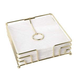 Porte-serviettes de table pour restaurant et hôtel, porte-serviettes moderne en métal doré avec bras lesté, distributeur de serviettes carré - Product Image 1