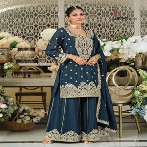 Designer Chinon Avec Broderie Salwar Costume Femme Fabricant De Mode De Surat À Bon Marché - Product Image 1