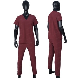 2025 vente chaude de haute qualité Spandex rayonne Polyester à manches courtes col en v pantalon droit médical femmes gommage ensemble - Product Image 1