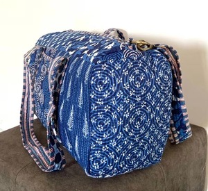 Bolsa de lona de algodón deportiva informal de lujo azul, tela acolchada, bolsa de viaje para la noche, cierre de cremallera táctica de gran capacidad - Product Image 2