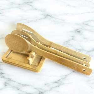 Support à cuillères en bois d'acacia, cuillère à salade et cuillère de service, cuisine, pour hôtels, maisons, restaurants - Product Image 1