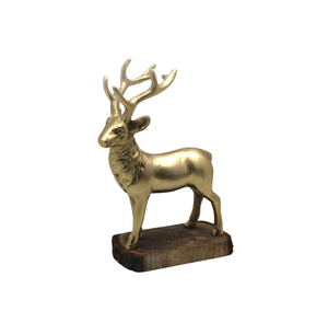 Reno de aluminio decorativo navideño con base de madera para decoración de mesa Chapado en latón hecho a mano personalizado a granel - Product Image 4