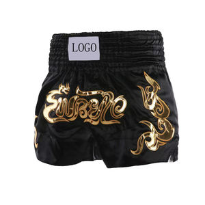 กางเกงมวยไทยผ้าซาตินเอวสูงปักลาย ดีไซน์ผ่าข้างสูง รับผลิตตามแบบ (OEM) สำหรับยิมและชุดต่อสู้ - Product Image 2