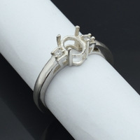Semi Mount Three Stone Sterling Silber Feins chmuck DIY Zinken einstellung 5x7mm CZ Stone Blank Alle Ring größen für Silbers chmied