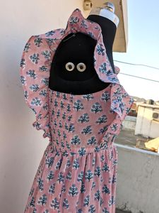 Tay Khối In Váy Mù<span class=keywords><strong>a</strong></span> Hè Ăn Mặc Bông Hoa In Handmade Made In Ấn Độ Khối In Bông Tier Ăn Mặc - Product Image 4