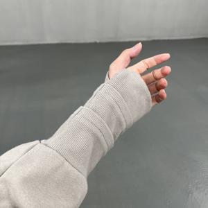 Suéteres de los hombres lavado ácido puff estampado recortado Sudadera con capucha hombres sudadera conjuntos liso vintage apenado Sudadera con capucha con agujeros para los dedos - Product Image 4