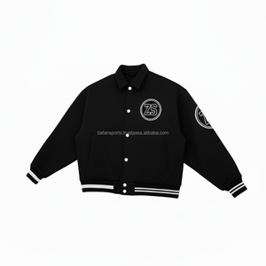 Heavyweight <b>Wool</b> Varsity Jacket Black White Contrast Trim Custom Embroidery Logo Design Durable Wear Varsity Jacket for man - Product Image 3
