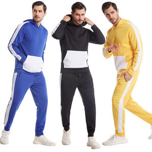 80% coton 20% Polyester Slim Fit Joggers Premium coupe-vent vêtements d'entraînement avec poche kangourou et rayures latérales costumes contrastés - Product Image 4