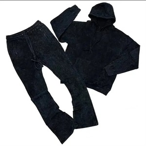 Sweatsuit หัวหนาแบบกําหนดเองบุรุษวอร์มบานซ้อนกางเกงวอร์มและวอร์มมีฮู้ดสําหรับผู้ชายชุดมีฮู้ด unisex