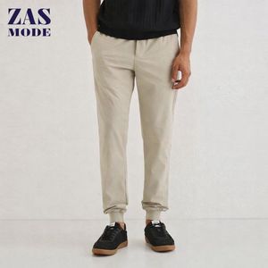 กางเกงขายาวทรงตรงเอวสูงผ้าฝ้าย 100% ระบายอากาศได้ดี กางเกงกีฬาผู้ชายลำลอง มีเชือกผูกเอว กางเกงวิ่งจ๊อกกิ้ง กางเกงสเวตแพนท์ - Product Image 1