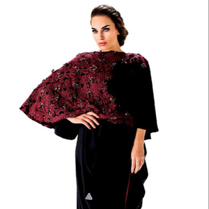 ปักลายกุหลาบอย่างมีสไตล์บนเสื้อผ้าอิสลามอาบายาสีดำ - Product Image 1