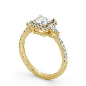 Anillo de Compromiso de Oro Sólido de 14K con Diamante Cultivado en Laboratorio Certificado por IGI, Corte Princesa, Estilo Vintage, Media Eternidad, Regalo de Boda - Product Image 1