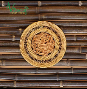 Sous-verres en bambou et en rotin, produits naturels, entièrement faits à la main. Design Unique. Taille 10cm cadeau significatif - Product Image 1