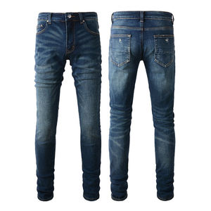 Jean décontracté pour homme, coupe droite, super skinny, déchiré, respirant, séchage rapide, le plus vendu - Product Image 5