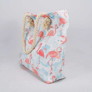 Bolsa de Playa Personalizada con Estampado de Flamenco, Bolsa de Compras de Lona OEM, Tamaño Estándar de Moda para Mujer, Suministro al por Mayor, Regalo de Navidad - Product Image 6