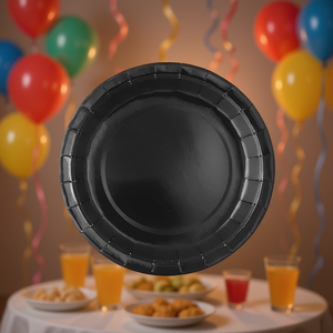 Platos de Papel Negros para Fiesta, 23 cm, Desechables, Paquete de 12 Unidades - Product Image 3