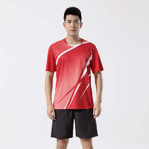 Ensemble de maillot et short de tennis pour homme adulte, manches courtes, hiver, 100% polyester, respirant, séchage rapide, design d'équipe personnalisé - Product Image 2