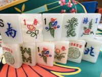 Set Ubin Mahjong Mutiara Gading 160 Buah dengan Ukiran Berlukis dan Ubin Berukuran 36 x 25 x 11 mm untuk Permainan di Rumah dan Klub