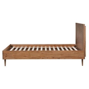Cama de madera minimalista moderna, muebles de madera Suar de caoba de teca duradera, juegos de dormitorio de Color Natural para Hotel Villa 051203 - Product Image 2