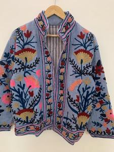 Patrón floral hecho a mano con forro y botones hechos a mano Abrigo suave Ropa de invierno Chaqueta Abrigo Floral Abrigo de mujer - Product Image 6