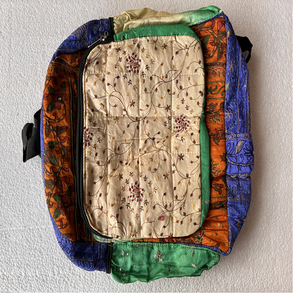 Custom Hand Made Sari Silk Recycled Fabric Patchwork Back Pack Made From Old Used Recycled Silk Sarees Ideal for Resale - Product Image 2
