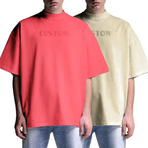 T-shirt de luxe surdimensionné en coton peigné 100 %, col montant, personnalisable OEM pour homme - Product Image 3