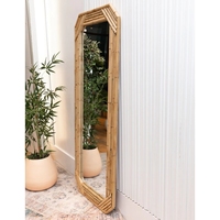 Meilleure vente miroir mural décoratif naturel Vintage osier jonc de mer à la main miroirs muraux miroirs suspendus en bois décor