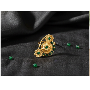 Anillo de Nariz de novia chapado en oro Maharashtra Nath de primera calidad con piedras y perlas disponible a precio por mayor - Product Image 6