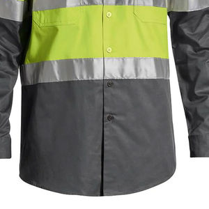Premium High Visibility Light Grey Polyester Fluorescent <b>Safety</b> Work Shirts Full Sleeve 2X-Large <b>Reflective</b> <b>Clothing</b> - Product Image 5