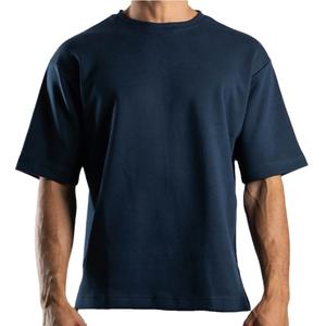 T-shirts décontractés surdimensionnés de couleur unie à col ras du cou en coton pour hommes Gym Fitness Sports à manches courtes Vente promotionnelle de logo personnalisé - Product Image 1