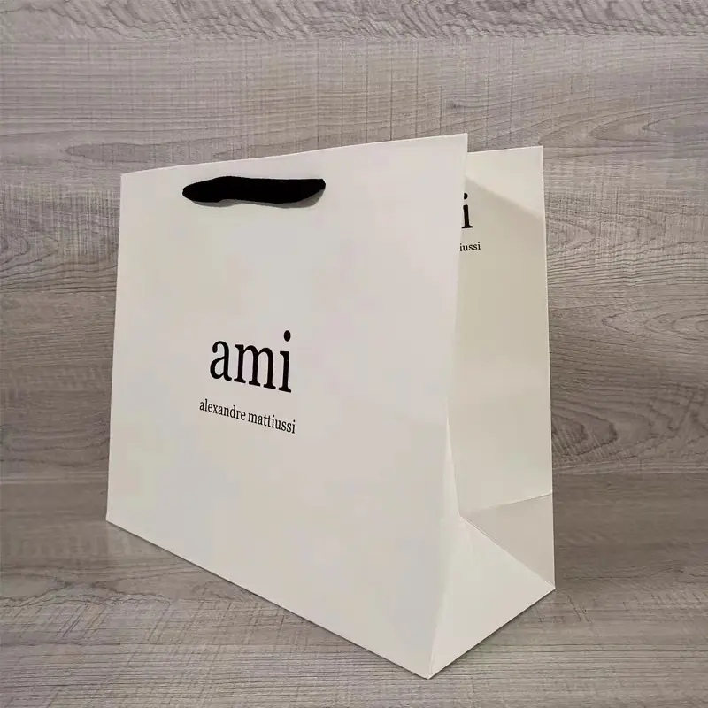 Weiße kleine Geburtstags feier Papier Kraft Shopping Candy Geschenkt üte Blau Benutzer definiertes Papier Kraft Griff Tasche Kleidung Verpackung Mit Logo