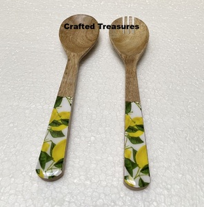 Meilleure vente personnalisé bois avec émail imprimé vaisselle cuillère et fourchette cuisine cuisine service salade outils fête de mariage et maison - Product Image 1