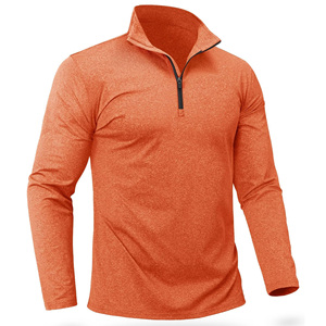 Sweat-shirt uni à fermeture éclair et quart de polyester 100% épais pour hommes avec capuche de sérigraphie à motif solide-pour une utilisation en salle de sport en hiver - Product Image 2