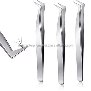 Pinzas para Extensión de Pestañas Reeax Enterprises RE-1008, 100% Calidad, Acero Inoxidable, Punta Redonda, Pestañas 3D Precisas - Product Image 1