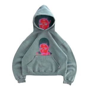 Sweat à capuche pour homme en coton 100% avec broderie, lavage à l'acide, logo personnalisé, impression surdimensionnée, prix de gros pour l'hiver, strass - Product Image 5