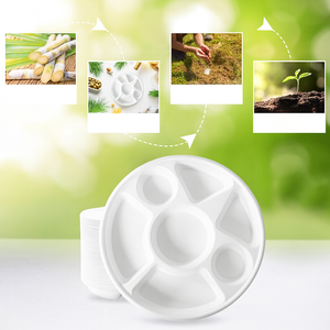 Canne à sucre jetable écologique à 7 compartiments Bagasse Thali Plat biodégradable robuste pour les repas Restauration pour les événements écologiques - Product Image 5