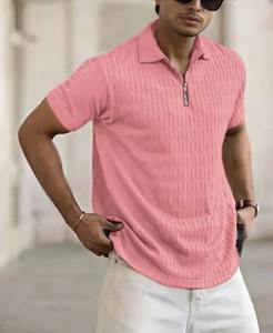Summer Men's Medium Sleeve Polo <b>Shirt</b> <b>Waffle</b> Casual Loose Stand-Up Collar Button Polo Suit Men's - Product Image 3